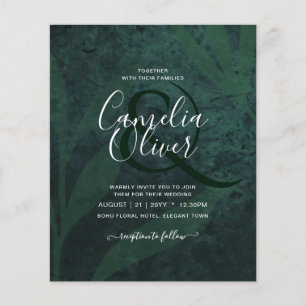 LeahG Emerald Green White Leaves Wedding Invite Flyer