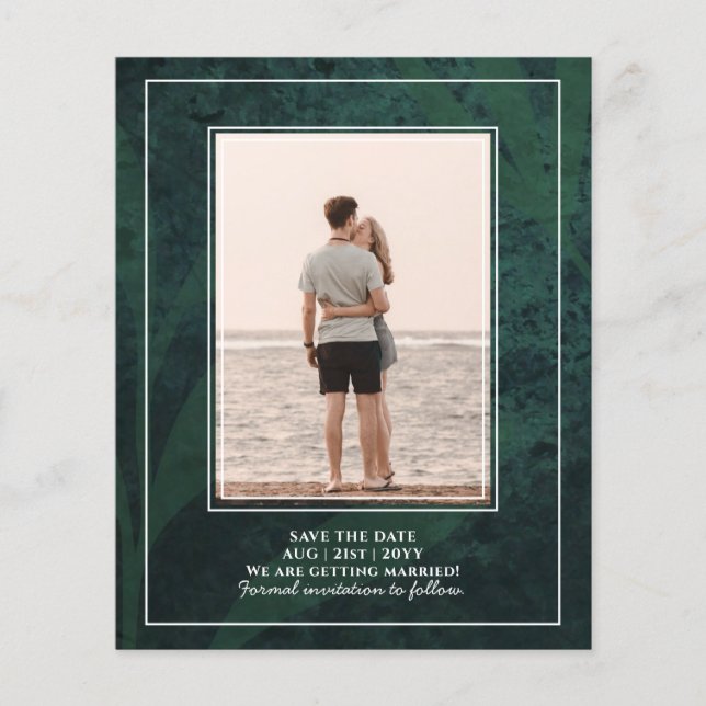 LeahG Emerald Green White Leaves Wedding Invite Flyer (Front)