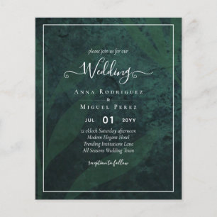 LeahG Emerald Green White Leaves Wedding Invite Flyer