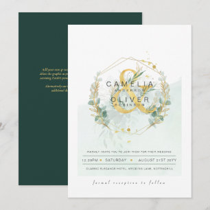 LeahG Eucalyptus Greenery Gold Wedding QR CODE INV Invitation