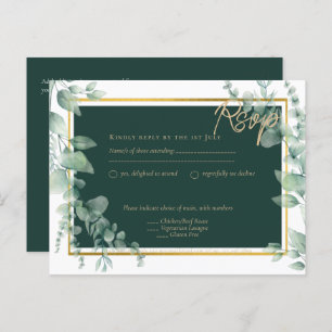 LeahG Eucalyptus Greenery Gold WEDDING QR CODE Postcard