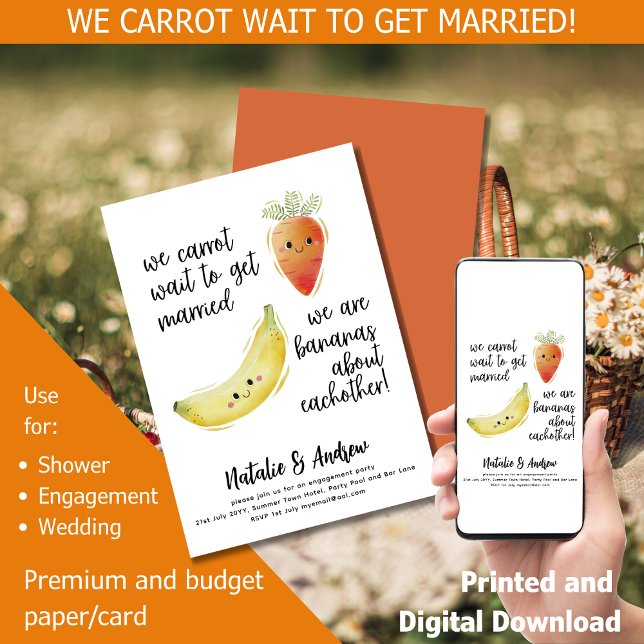 LeahG Funny Cute Summer Bridal Shower Fruit Carrot Invitation (Creator Uploaded)