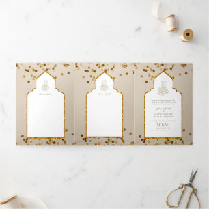 LeahG Gold White Islamic Muslim Wedding Invites 