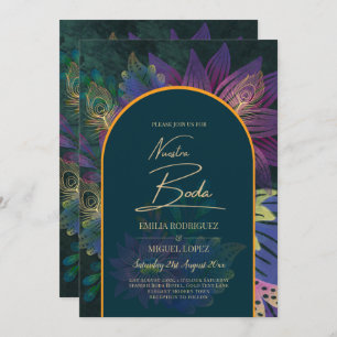 LeahG Green Purple Gold JEWEL TONES Wedding INVITE