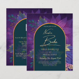 LeahG Green Purple Gold JEWEL TONES Wedding INVITE