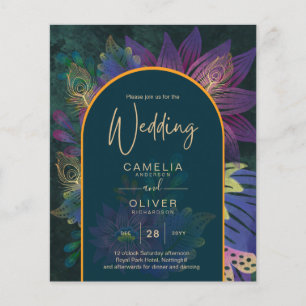 LeahG Green Purple Gold JEWEL TONES Wedding INVITE Flyer