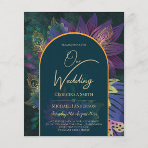 LeahG Green Purple Gold JEWEL TONES Wedding INVITE Flyer
