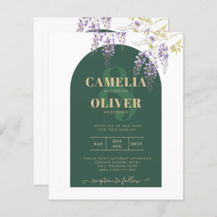 LeahG Green Purple Gold WISTERIA Wedding INVITE