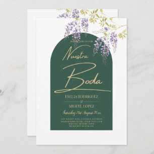 LeahG Green Purple Gold WISTERIA Wedding INVITE