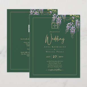 LeahG Green Purple WISTERIA Wedding INVITE