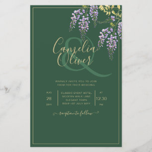LeahG Green Purple WISTERIA Wedding INVITE Flyer