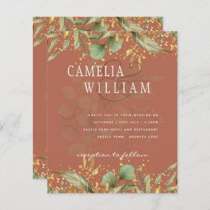 LeahG Greenery Gold Wedding Invite MANY COLORS