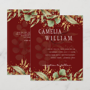 LeahG Greenery Gold Wedding Invite MANY COLORS