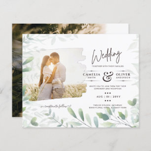 LeahG Greenery Leaves PHOTO OVERLAY Wedding Invite
