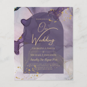 LeahG Ink Ombre Purple Lavender Gold Wedding Flyer