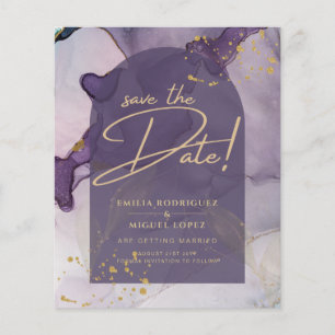 LeahG Ink Ombre Purple Lavender Gold Wedding Flyer