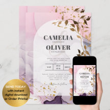 LeahG Ink Ombre Purple Pink Pink Gold Wedding