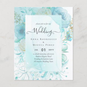 LeahG INK Sea Glass Turquoise Aqua Abstract INVITE Flyer