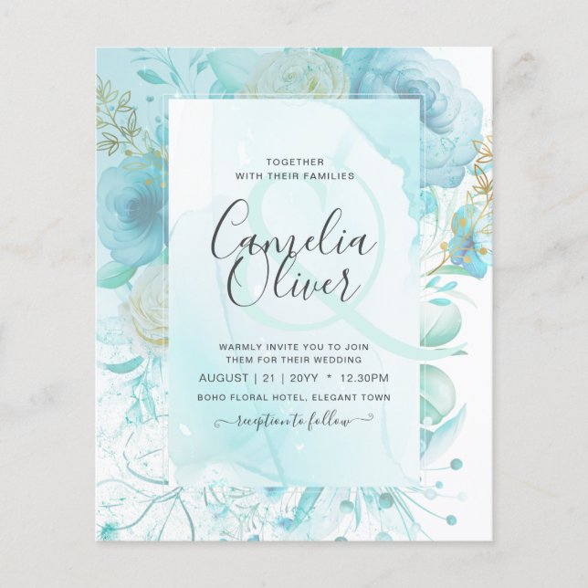 LeahG INK Sea Glass Turquoise Aqua Abstract INVITE Flyer (Front)