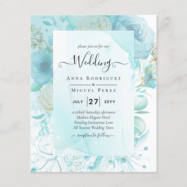 LeahG INK Sea Glass Turquoise Aqua Abstract INVITE Flyer (Front)