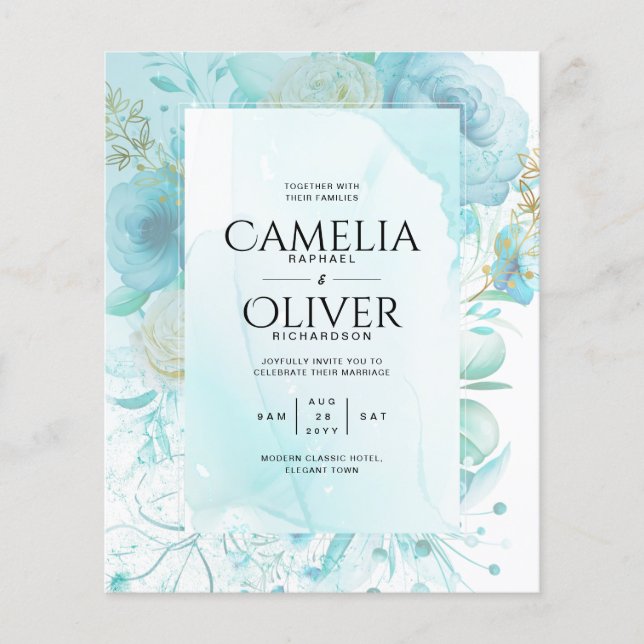 LeahG INK Sea Glass Turquoise Aqua Abstract INVITE Flyer (Front)