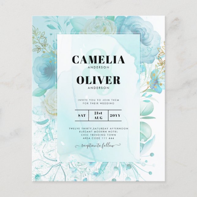 LeahG INK Sea Glass Turquoise Aqua Abstract INVITE Flyer (Front)