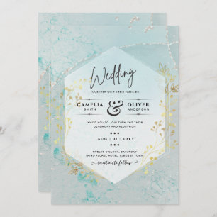 LeahG INK Sea Glass Turquoise Gold Aqua INVITE