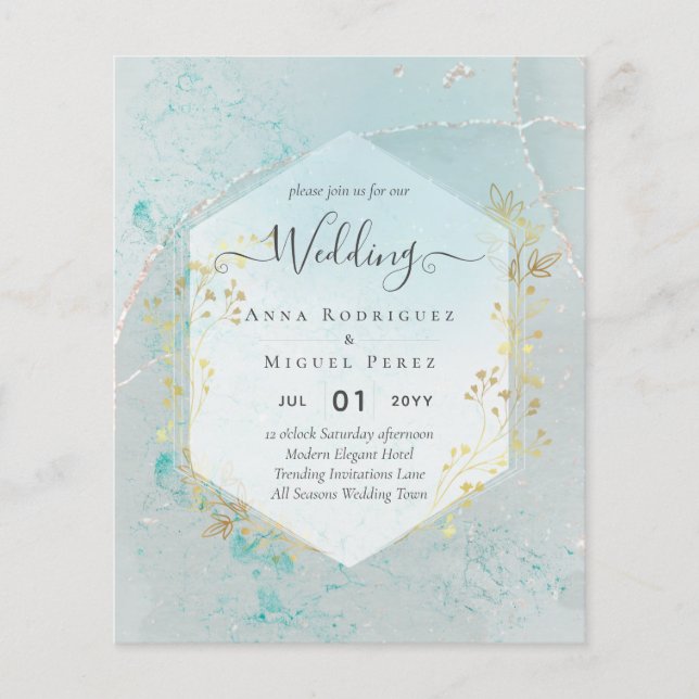 LeahG INK Sea Glass Turquoise Gold Aqua INVITE Flyer (Front)