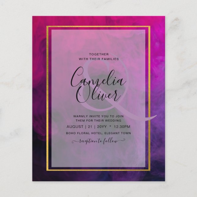 LeahG Magenta Plum Purple INK Wedding INVITE Flyer (Front)