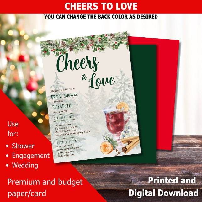 LeahG Mulled Wine Cheers to Love Winter Wedding Invitation (Creator Uploaded)