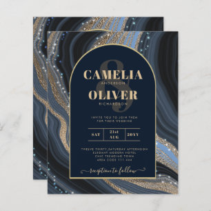 LeahG Navy Blue Gold Agate STARRY NIGHT Wedding 