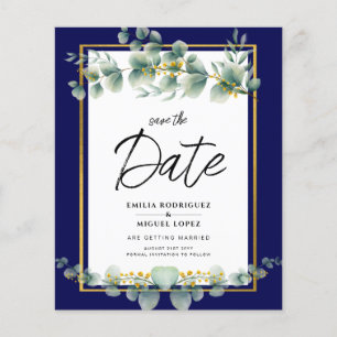 LeahG NAVY BLUE GOLD Greenery Eucalyptus Wedding Flyer