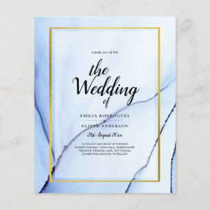 LeahG Navy Blue Gold INK Abstract Wedding INVITE Flyer
