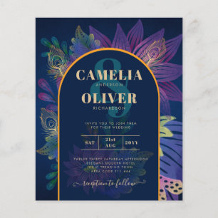 LeahG Navy Purple Gold JEWEL TONES Wedding INVITE