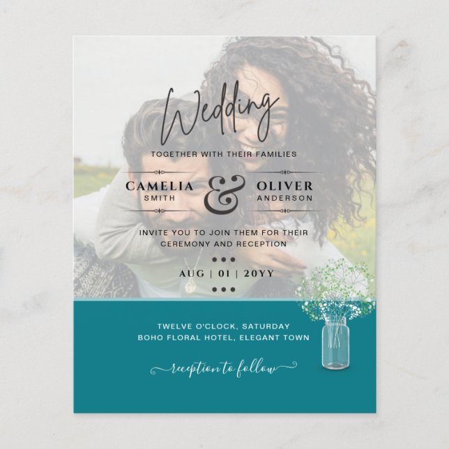 LeahG PHOTO OVERLAY Gypsophila Wedding Invite Flyer (Front)
