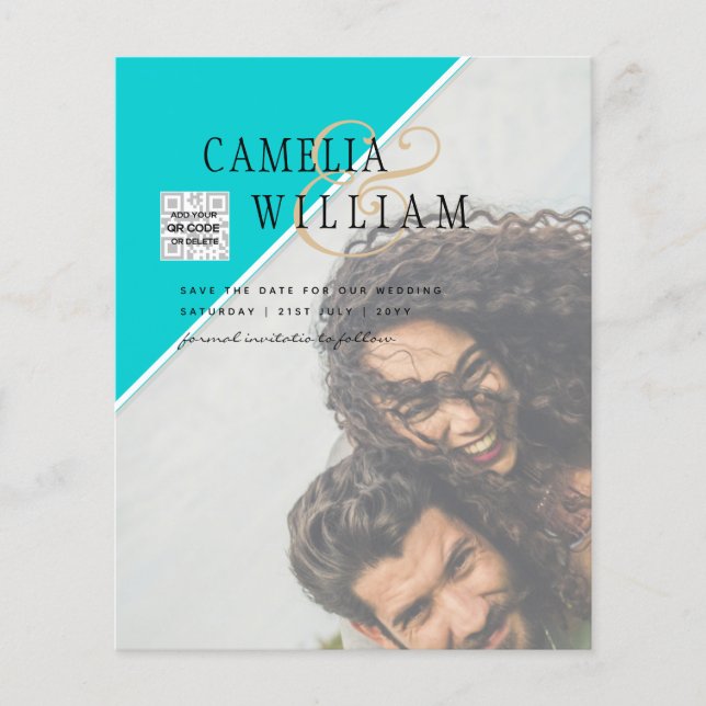 LeahG PHOTO WEDDING QR CODE RSVP SAVE DATE INVITE Flyer (Front)