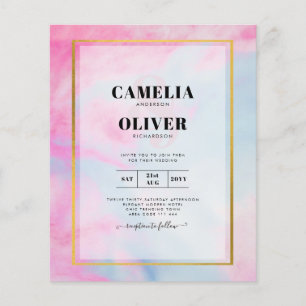 LeahG Pink Aqua Blue Gold INK Wedding INVITE Flyer