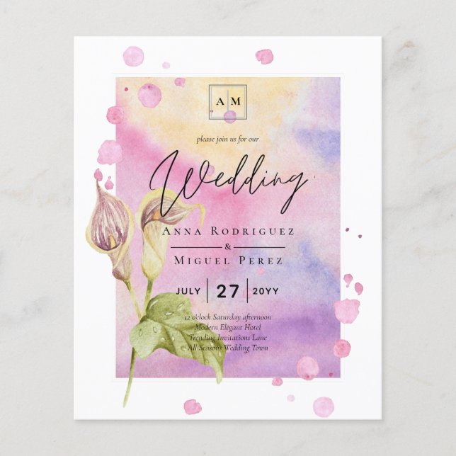 LeahG Pink Calla Lily Floral Wedding Invite (Front)