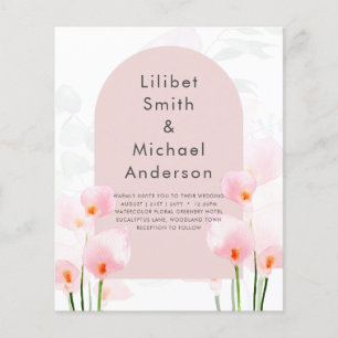 LeahG Pink Calla Lily Floral Wedding Invite Flyer