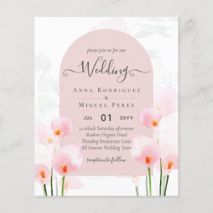 LeahG Pink Calla Lily Floral Wedding Invite Flyer