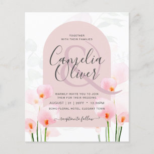 LeahG Pink Calla Lily Floral Wedding Invite Flyer