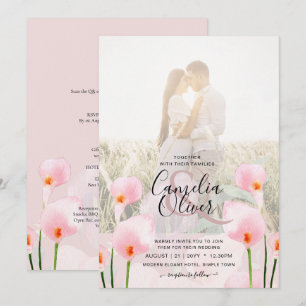 LeahG Pink Calla Lily PHOTO Overlay Wedding Invite