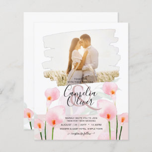 LeahG Pink Calla Lily PHOTO Overlay Wedding Invite