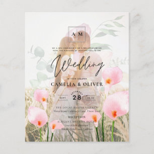 LeahG Pink Calla Lily Photo Overlay Wedding Invite Flyer