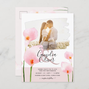 LeahG Pink Calla Lily PHOTO Overlay Wedding Invite Postcard