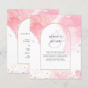 LeahG PINK GOLD INK Abstract Wedding INVITE