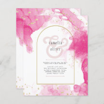 LeahG PINK GOLD INK Abstract Wedding INVITE