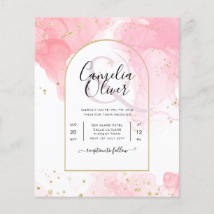 LeahG PINK GOLD INK Abstract Wedding INVITE Flyer