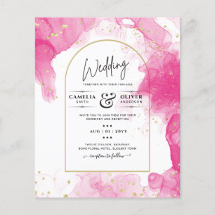 LeahG PINK GOLD INK Abstract Wedding INVITE Flyer