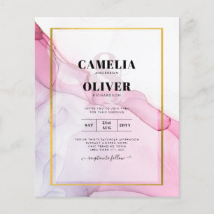 LeahG PINK Purple Ink Abstract Wedding INVITE Flyer